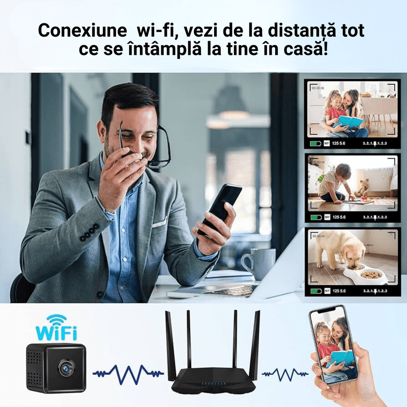 Laptop, Telefoane si Tablete - Wearables si gadgeturi - Gadgeturi - Dispozitive spionaj - Camera Spionaj LUDORA®, Inregistrare Video si Microfon, WI-FI, 1080P, Unghi Larg 150°, Senzor Miscare, Vedere Nocturna - Infinity.ro