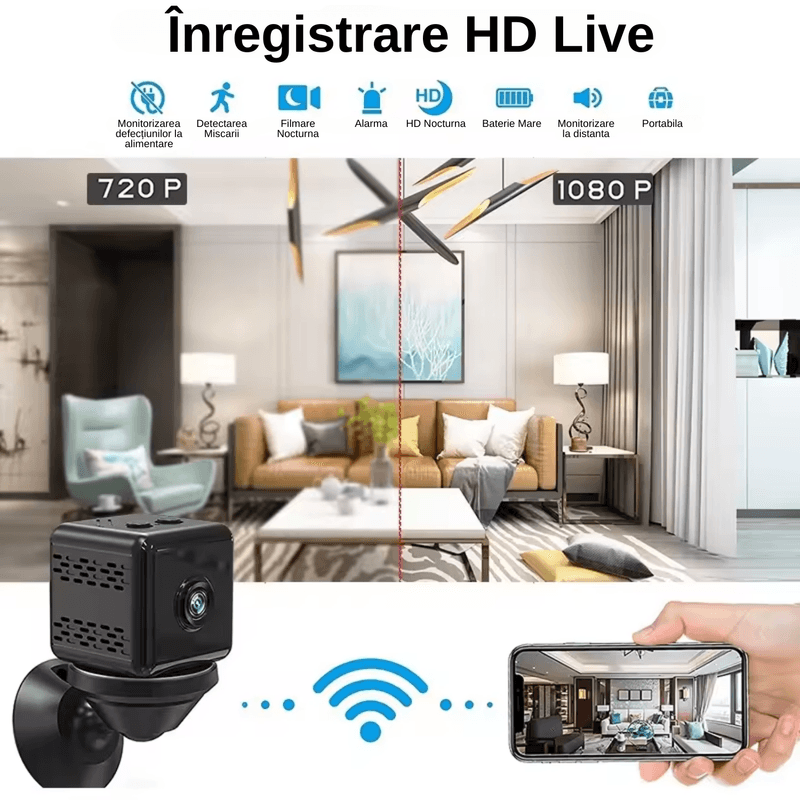Laptop, Telefoane si Tablete - Wearables si gadgeturi - Gadgeturi - Dispozitive spionaj - Camera Spionaj LUDORA®, Inregistrare Video si Microfon, WI-FI, 1080P, Unghi Larg 150°, Senzor Miscare, Vedere Nocturna - Infinity.ro
