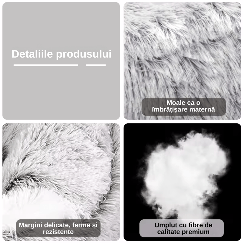 Petshop - Accesorii petshop - Culcusuri si custi - Culcusuri si saltele - Pat Confortabil Pentru Pisici si Catei, LUDORA®, Material Moale si Catifelat, Baza Anti-Derapanta, Diametru 50CM - Infinity.ro