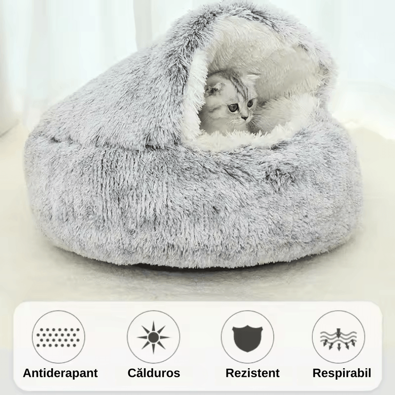 Petshop - Accesorii petshop - Culcusuri si custi - Culcusuri si saltele - Pat Confortabil Pentru Pisici si Catei, LUDORA®, Material Moale si Catifelat, Baza Anti-Derapanta, Diametru 50CM - Infinity.ro