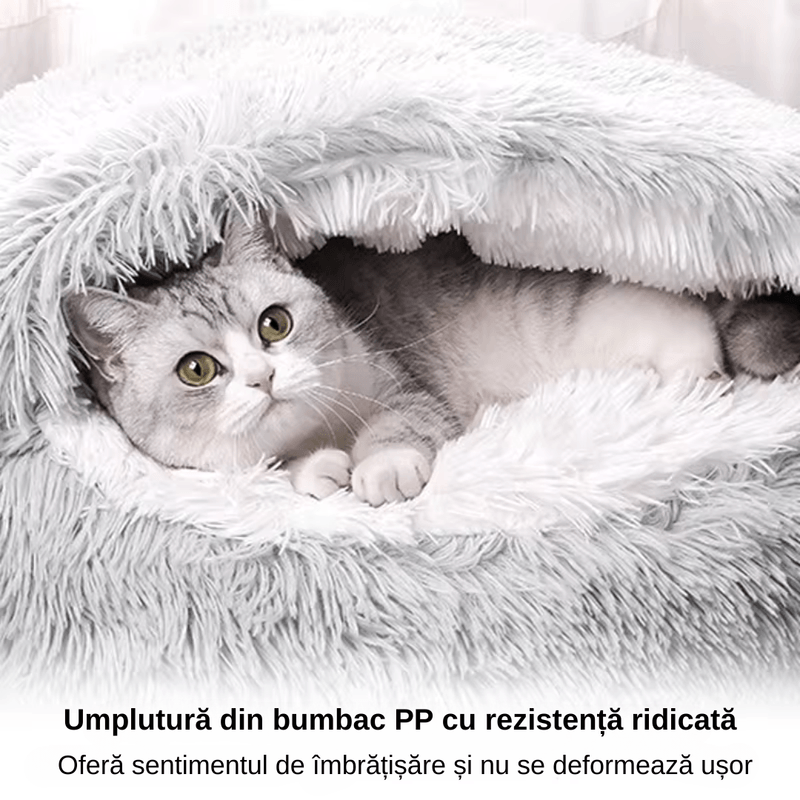 Petshop - Accesorii petshop - Culcusuri si custi - Culcusuri si saltele - Pat Confortabil Pentru Pisici si Catei, LUDORA®, Material Moale si Catifelat, Baza Anti-Derapanta, Diametru 50CM - Infinity.ro