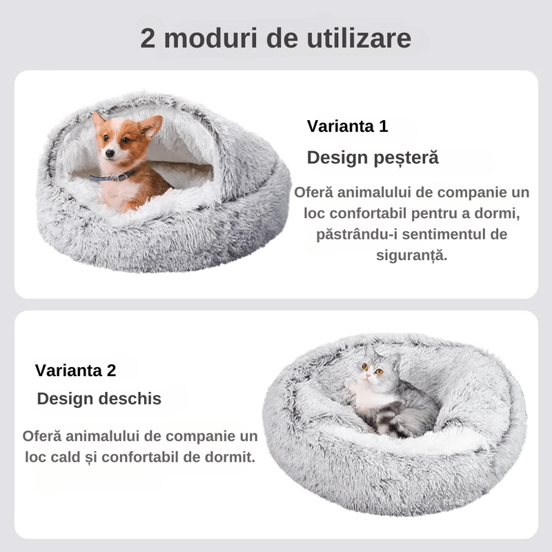 Petshop - Accesorii petshop - Culcusuri si custi - Culcusuri si saltele - Pat Confortabil Pentru Pisici si Catei, LUDORA®, Material Moale si Catifelat, Baza Anti-Derapanta, Diametru 50CM - Infinity.ro