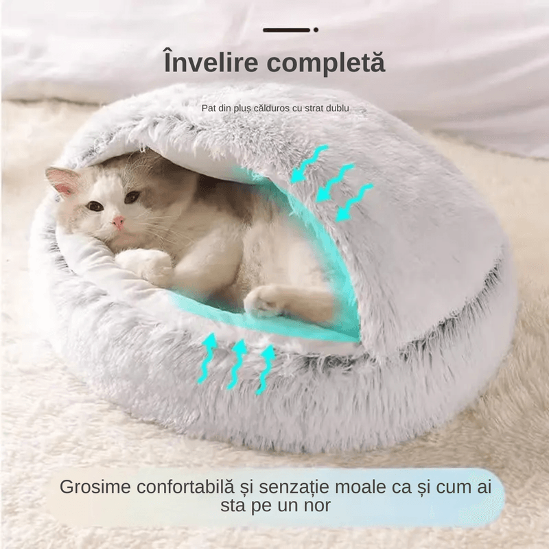Petshop - Accesorii petshop - Culcusuri si custi - Culcusuri si saltele - Pat Confortabil Pentru Pisici si Catei, LUDORA®, Material Moale si Catifelat, Baza Anti-Derapanta, Diametru 50CM - Infinity.ro