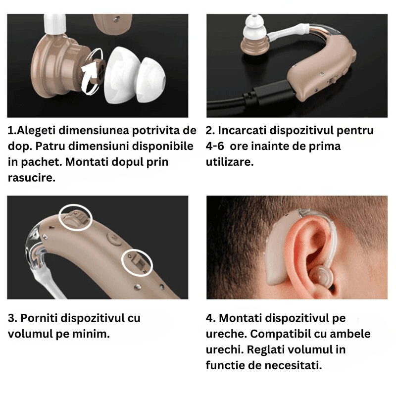 Ingrijire personala si Cosmetice - Sanatate si wellness - Aparate medicale - Aparate auditive - Aparat Auditiv reincarcabil NeoHGS™, cu Acumulator, 130 dB Amplificator de sunet, Autonomie 80 ore, Hipoacuzie - Infinity.ro