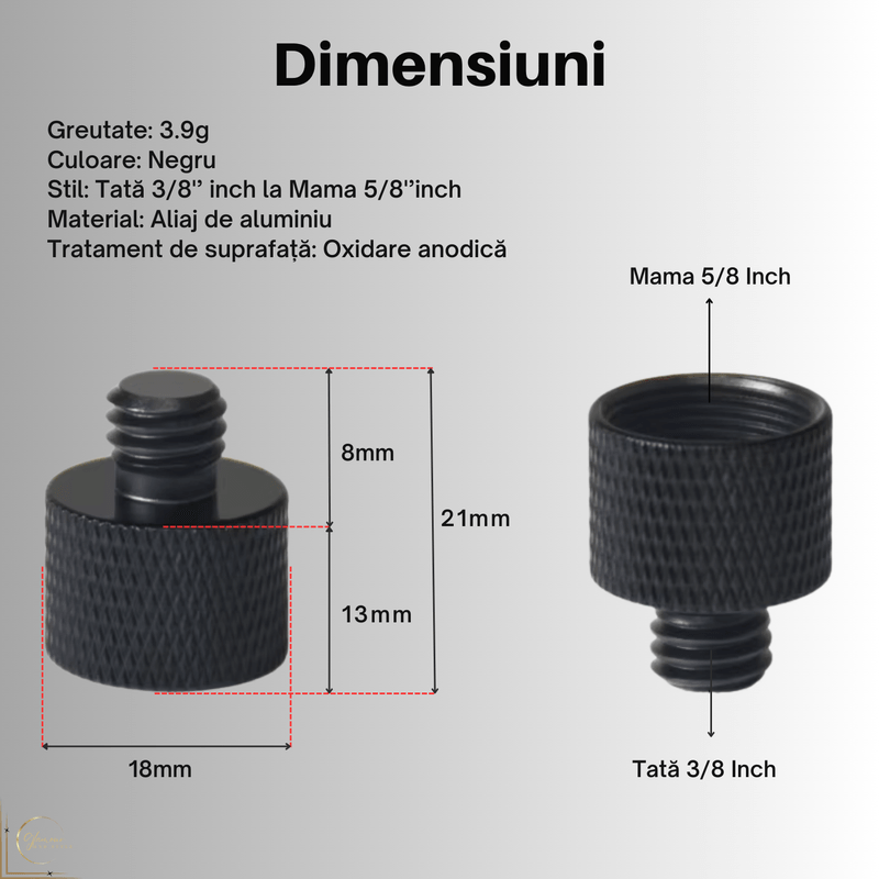 TV, Audio-Video si Foto - Audio Hi-Fi - Accesorii Audio Hi-Fi - Adaptor din Aluminiu, Filet Mama 5/8" la Filet Tata 3/8" pentru Stativ Microfon, Trepied Camera, Echipamente Audio Foto - Infinity.ro