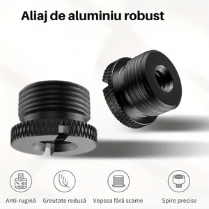 Adaptor din Aluminiu, Filet Mama 1/4" la Filet Tata 5/8" pentru Stativ Microfon, Trepied Camera, Echipamente Audio Foto