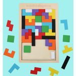 Jucarii, Copii si Bebe - Jucarii si jocuri - Jocuri si puzzle - Puzzle - Puzzle Montessori, Flippy, din Lemn, Tip Tetris, +36 Luni, Forme Neregulate, 40 Piese, 26.5 x 17.7 cm, Multicolor - Infinity.ro