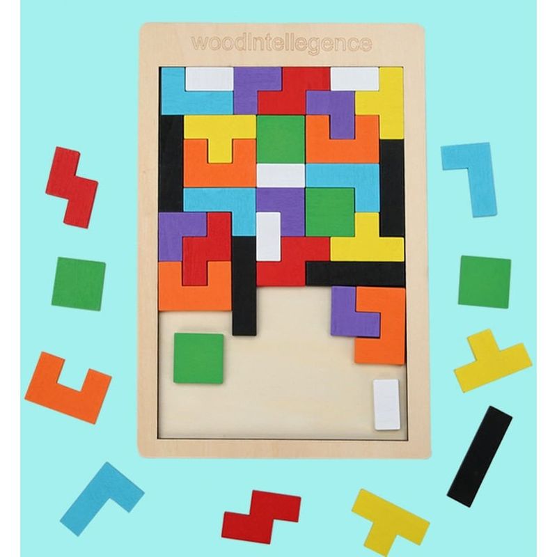 Jucarii, Copii si Bebe - Jucarii si jocuri - Jocuri si puzzle - Puzzle - Puzzle Montessori, Flippy, din Lemn, Tip Tetris, +36 Luni, Forme Neregulate, 40 Piese, 26.5 x 17.7 cm, Multicolor - Infinity.ro