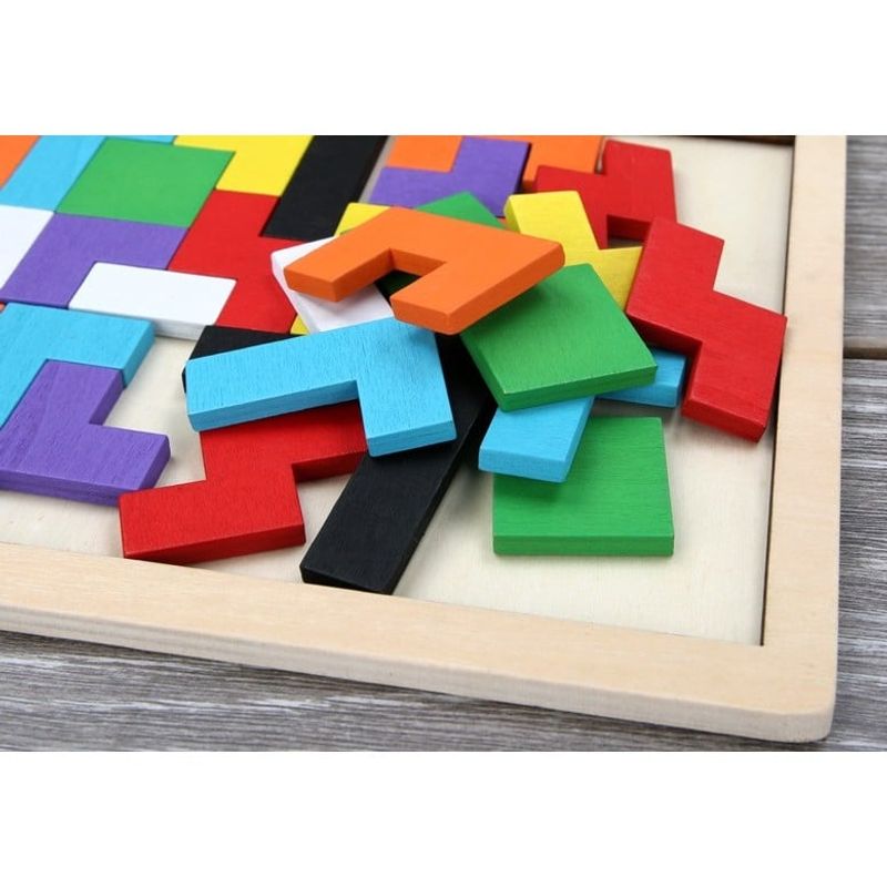 Jucarii, Copii si Bebe - Jucarii si jocuri - Jocuri si puzzle - Puzzle - Puzzle Montessori, Flippy, din Lemn, Tip Tetris, +36 Luni, Forme Neregulate, 40 Piese, 26.5 x 17.7 cm, Multicolor - Infinity.ro