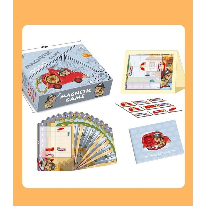 Jucarii, Copii si Bebe - Jucarii si jocuri - Jucarii & jocuri educative - Jocuri si jucarii educative - Joc educativ magnetic de interconectare, micul pompier, 15 nivele, 9 carti, pentru copii, +3 ani, multicolor - Infinity.ro