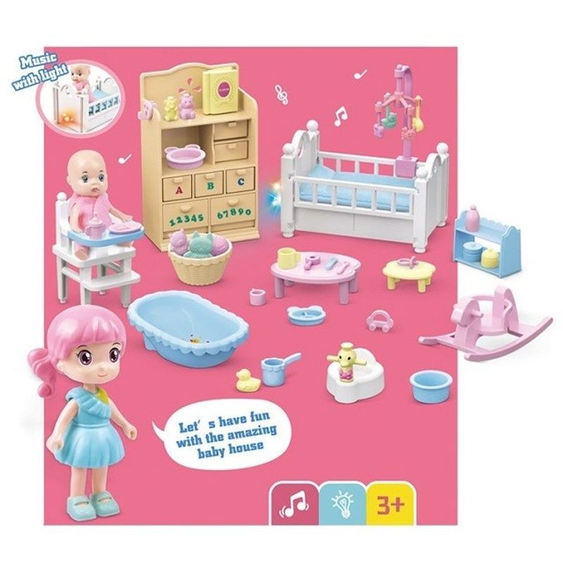 Jucarii, Copii si Bebe - Jucarii si jocuri - Papusi si accesorii - Casute de papusi si mobilier - Set casa de papusi mama si copilul, Flippy, cu lumini si sunet - Infinity.ro