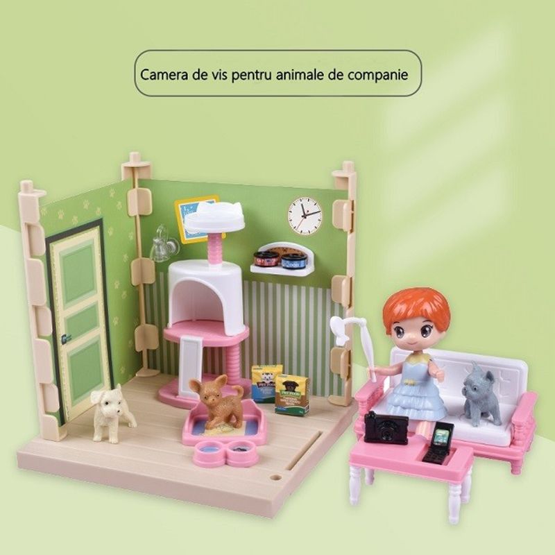 Jucarii, Copii si Bebe - Jucarii si jocuri - Papusi si accesorii - Casute de papusi si mobilier - Set adapost pentru animalute Flippy, casa de papusi cu mobilier si ustensile, activitati distractive - Infinity.ro