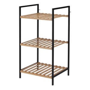 Etajera de baie cu 3 rafturi – metal & lemn, 33x32.5x70 cm, Bathroom Solutions