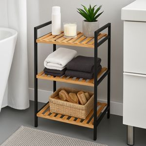 Etajera de baie cu 3 rafturi – metal & lemn, 33x32.5x70 cm, Bathroom Solutions