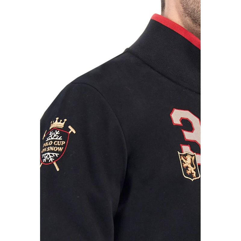 Fashion, accesorii si bijuterii - Barbati - Imbracaminte - Hanorace barbati - Bluza sport pentru barbati cu fermoar La Martina ZMF316, Negru L INTL - Infinity.ro