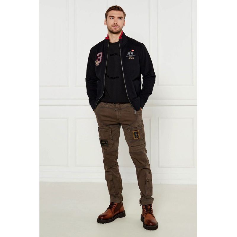 Fashion, accesorii si bijuterii - Barbati - Imbracaminte - Hanorace barbati - Bluza sport pentru barbati cu fermoar La Martina ZMF316, Negru L INTL - Infinity.ro