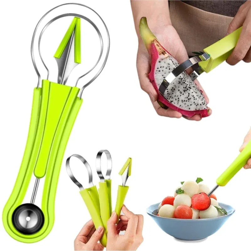 Casa si Gradina - Bucatarie si vesela - Ustensile bucatarie - Feliatoare si taietoare manuale - Set de instrumente pentru fructe 4 in 1, pentru decorarea fructelor, Gonga® Verde - Infinity.ro