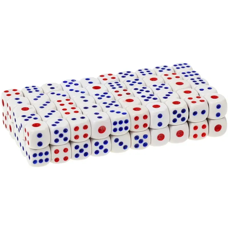 Jucarii, Copii si Bebe - Jucarii si jocuri - Jocuri si puzzle - Jocuri de societate - Set 100 zaruri, plastic, 12 x 12 mm, Gonga® Multicolor - Infinity.ro