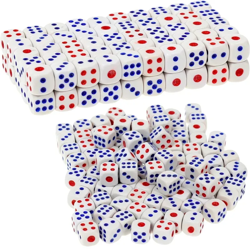 Jucarii, Copii si Bebe - Jucarii si jocuri - Jocuri si puzzle - Jocuri de societate - Set 100 zaruri, plastic, 12 x 12 mm, Gonga® Multicolor - Infinity.ro