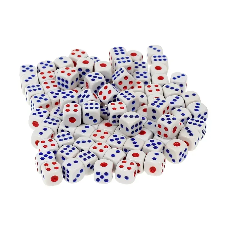 Jucarii, Copii si Bebe - Jucarii si jocuri - Jocuri si puzzle - Jocuri de societate - Set 100 zaruri, plastic, 12 x 12 mm, Gonga® Multicolor - Infinity.ro