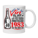 Casa si Gradina - Bucatarie si vesela - Cani si pahare - Cani si cesti - Cana alba personalizata "Un Vin Bun 1983" 40 ani, INOVATIX®. 330ml - Infinity.ro