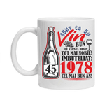 Casa si Gradina - Bucatarie si vesela - Cani si pahare - Cani si cesti - Cana alba personalizata "Un Vin Bun 1978" 45 ani, INOVATIX®. 330ml - Infinity.ro