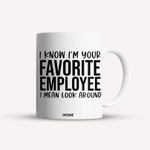 Casa si Gradina - Bucatarie si vesela - Cani si pahare - Cani si cesti - Cana alba personalizata Favorite employee, INOVATIX®. 330ml - Infinity.ro