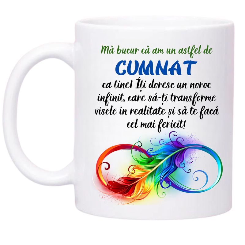 Casa si Gradina - Bucatarie si vesela - Cani si pahare - Cani si cesti - Cana alba personalizata, pentru cumnat, INOVATIX®. 330ml - Infinity.ro