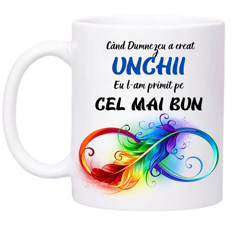 Casa si Gradina - Bucatarie si vesela - Cani si pahare - Cani si cesti - Cana alba personalizata, pentru cel mai bun unchi, INOVATIX®. 330ml - Infinity.ro
