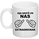 Casa si Gradina - Bucatarie si vesela - Cani si pahare - Cani si cesti - Cana alba personalizata "Asa arata un nas extraordinar", INOVATIX®. 330ml - Infinity.ro