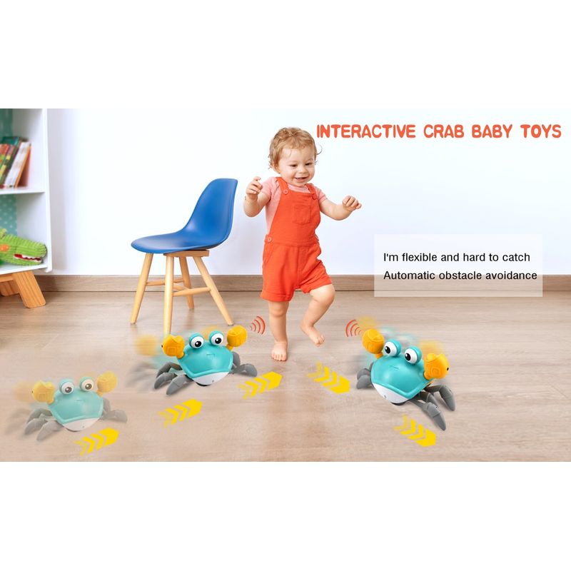 Jucarii, Copii si Bebe - Jucarii si jocuri - Jucarii bebelusi - Jucarii interactive bebelusi - Jucarie interactiva Crab cu senzor de miscare bleu - Infinity.ro