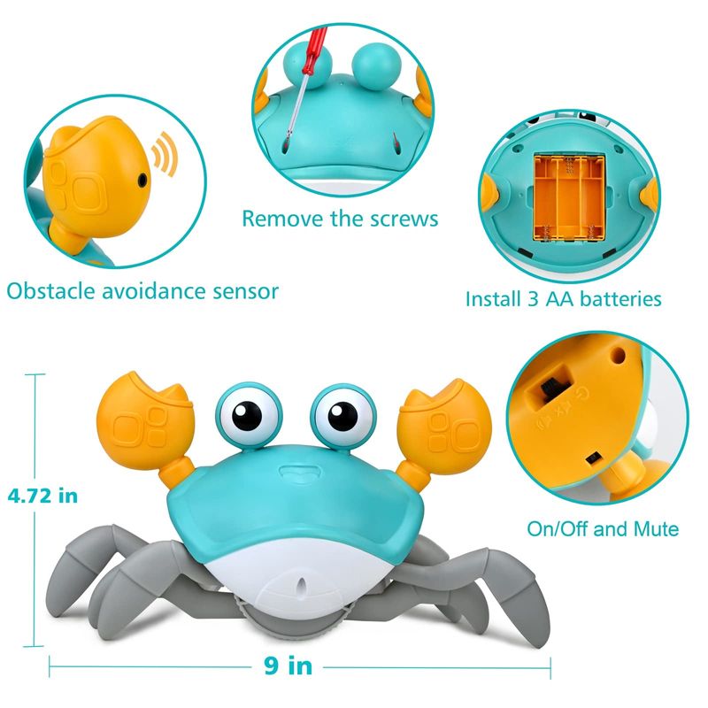 Jucarii, Copii si Bebe - Jucarii si jocuri - Jucarii bebelusi - Jucarii interactive bebelusi - Jucarie interactiva Crab cu senzor de miscare bleu - Infinity.ro