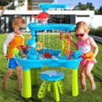 Jucarii, Copii si Bebe - Jucarii si jocuri - Jucarii de exterior - Jucarii pentru plaja si nisip - Masuta de nisip si apa cu scaun si accesorii etajata Whale Tower - Infinity.ro