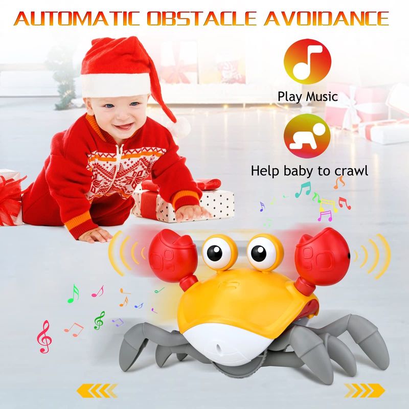 Jucarii, Copii si Bebe - Jucarii si jocuri - Jucarii bebelusi - Jucarii interactive bebelusi - Jucarie interactiva Crab cu senzor de miscare, galben - Infinity.ro