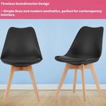 Casa si Gradina - Mobilier - Scaune si fotolii - Scaune - Set 2 Scaune cu Picioare din Lemn, Sezut din PP si Perna din Piele Ecologica, Maxim 120 Kg, 49 x 45 x 82 cm, Negru - Infinity.ro