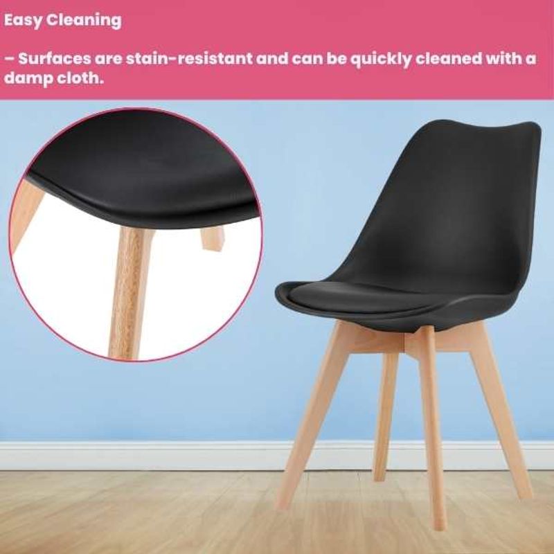 Casa si Gradina - Mobilier - Scaune si fotolii - Scaune - Scaun cu Picioare din Lemn, Sezut din PP si Perna din Piele Ecologica, Maxim 120 Kg, 49 x 45 x 82 cm, Negru - Infinity.ro