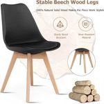 Casa si Gradina - Mobilier - Scaune si fotolii - Scaune - Scaun cu Picioare din Lemn, Sezut din PP si Perna din Piele Ecologica, Maxim 120 Kg, 49 x 45 x 82 cm, Negru - Infinity.ro