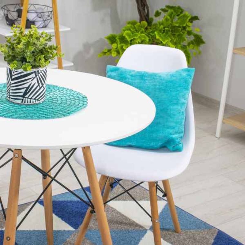 Casa si Gradina - Mobilier - Scaune si fotolii - Scaune - Scaun Stil Scandinav cu Picioare din Lemn de Fag, Cadru Metalic, Sezut PP, Maxim 120 Kg, 46 x 54 x 82 cm, Alb - Infinity.ro