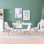 Casa si Gradina - Mobilier - Scaune si fotolii - Scaune - Scaun Stil Scandinav cu Picioare din Lemn de Fag, Cadru Metalic, Sezut PP, Maxim 120 Kg, 46 x 54 x 82 cm, Alb - Infinity.ro