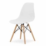 Casa si Gradina - Mobilier - Scaune si fotolii - Scaune - Scaun Stil Scandinav cu Picioare din Lemn de Fag, Cadru Metalic, Sezut PP, Maxim 120 Kg, 46 x 54 x 82 cm, Alb - Infinity.ro