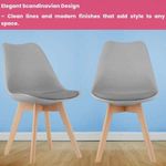 Casa si Gradina - Mobilier - Scaune si fotolii - Scaune - Set 4 Scaune cu Picioare din Lemn, Sezut din PP si Perna din Piele Ecologica, Maxim 120 Kg, 49 x 45 x 82 cm, Gri Deschis - Infinity.ro