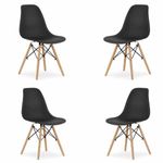 Casa si Gradina - Mobilier - Scaune si fotolii - Scaune - Set 4 Scaune cu Picioare din Lemn de Fag, Cadru Metalic, Sezut PP, Maxim 120 Kg, 46 x 54 x 82 cm, Negru - Infinity.ro