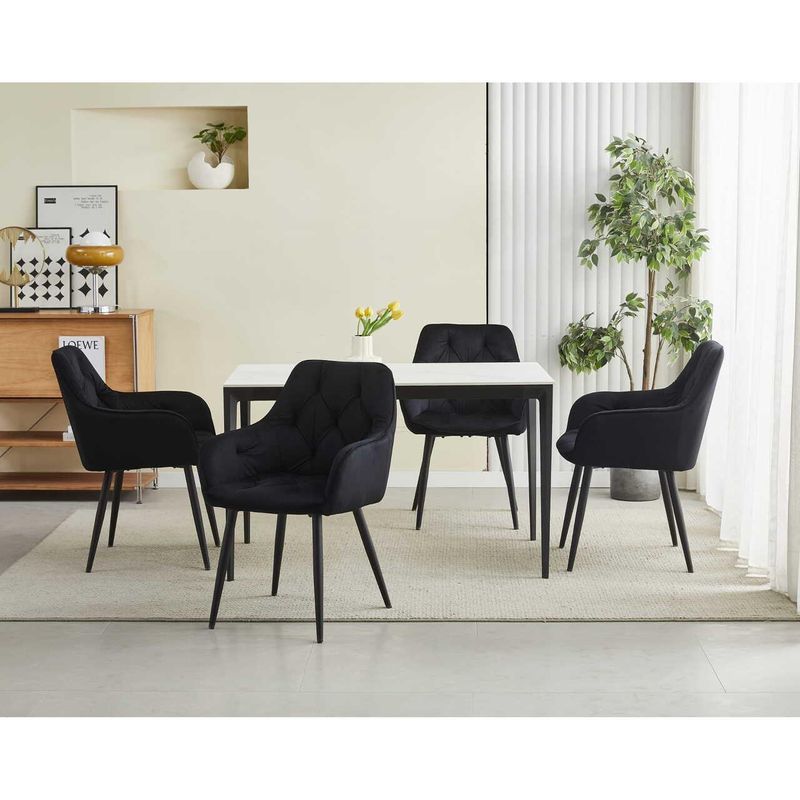 Casa si Gradina - Mobilier - Scaune si fotolii - Scaune - Scaun stil fotoliu bucatarie/living, Mercaton, York, catifea, metal, negru, 56x62x83.5 cm - Infinity.ro