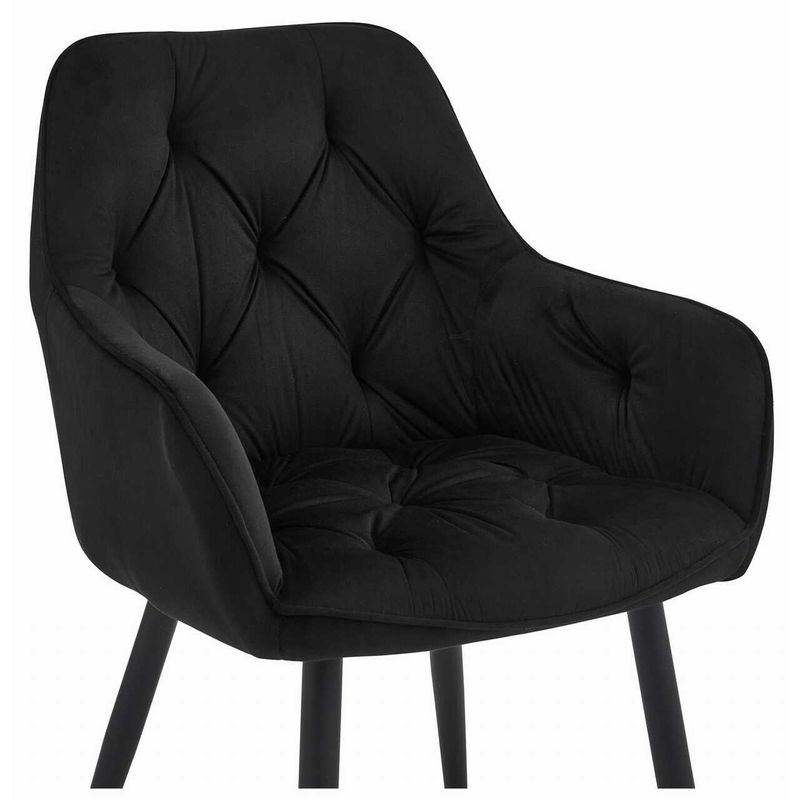 Casa si Gradina - Mobilier - Scaune si fotolii - Scaune - Scaun stil fotoliu bucatarie/living, Mercaton, York, catifea, metal, negru, 56x62x83.5 cm - Infinity.ro