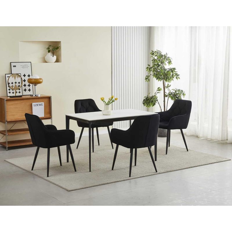 Casa si Gradina - Mobilier - Scaune si fotolii - Scaune - Scaun stil fotoliu bucatarie/living, Mercaton, York, catifea, metal, negru, 56x62x83.5 cm - Infinity.ro
