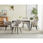Casa si Gradina - Mobilier - Scaune si fotolii - Scaune - Scaun stil fotoliu bucatarie/living, Mercaton, York, catifea, metal, bej inchis si negru, 56x62x83.5 cm - Infinity.ro