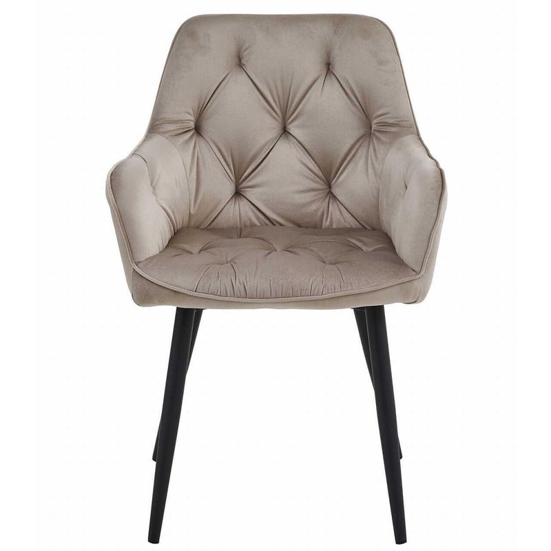 Casa si Gradina - Mobilier - Scaune si fotolii - Scaune - Scaun stil fotoliu bucatarie/living, Mercaton, York, catifea, metal, bej inchis si negru, 56x62x83.5 cm - Infinity.ro