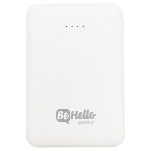 Acumulator extern compact BeHello, 5000 mAh, 2 tip usb, Indicator baterie, Alb