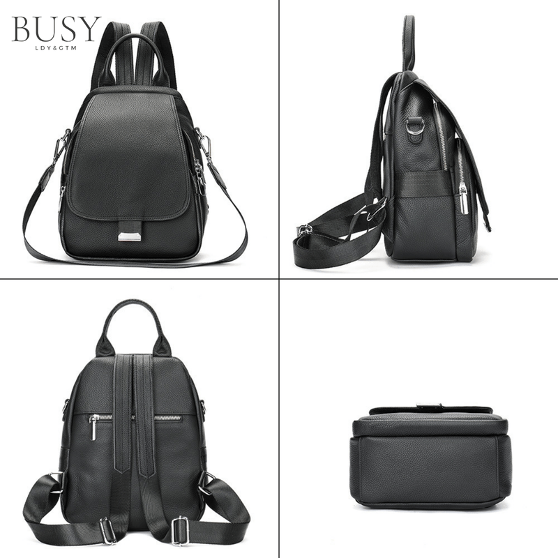 Fashion, accesorii si bijuterii - Femei - Accesorii femei - Genti si rucsacuri femei - Rucsac dama din piele naturala, Luna, Negru - Infinity.ro