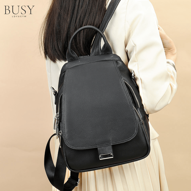 Fashion, accesorii si bijuterii - Femei - Accesorii femei - Genti si rucsacuri femei - Rucsac dama din piele naturala, Luna, Negru - Infinity.ro